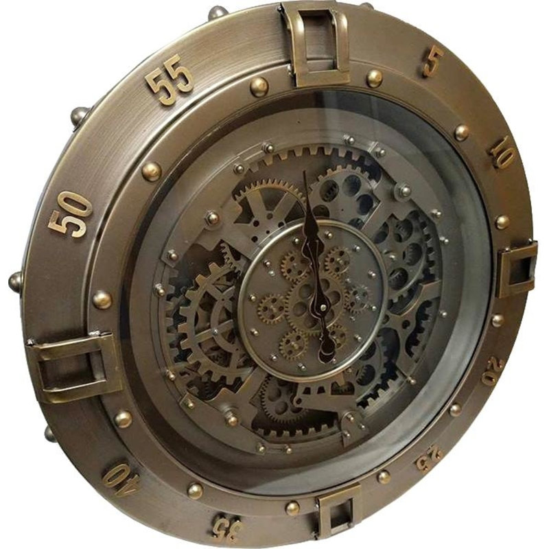 Borough Wharf Industrial Moving Cog Skeleton Wall Clock Wayfair.co.uk
